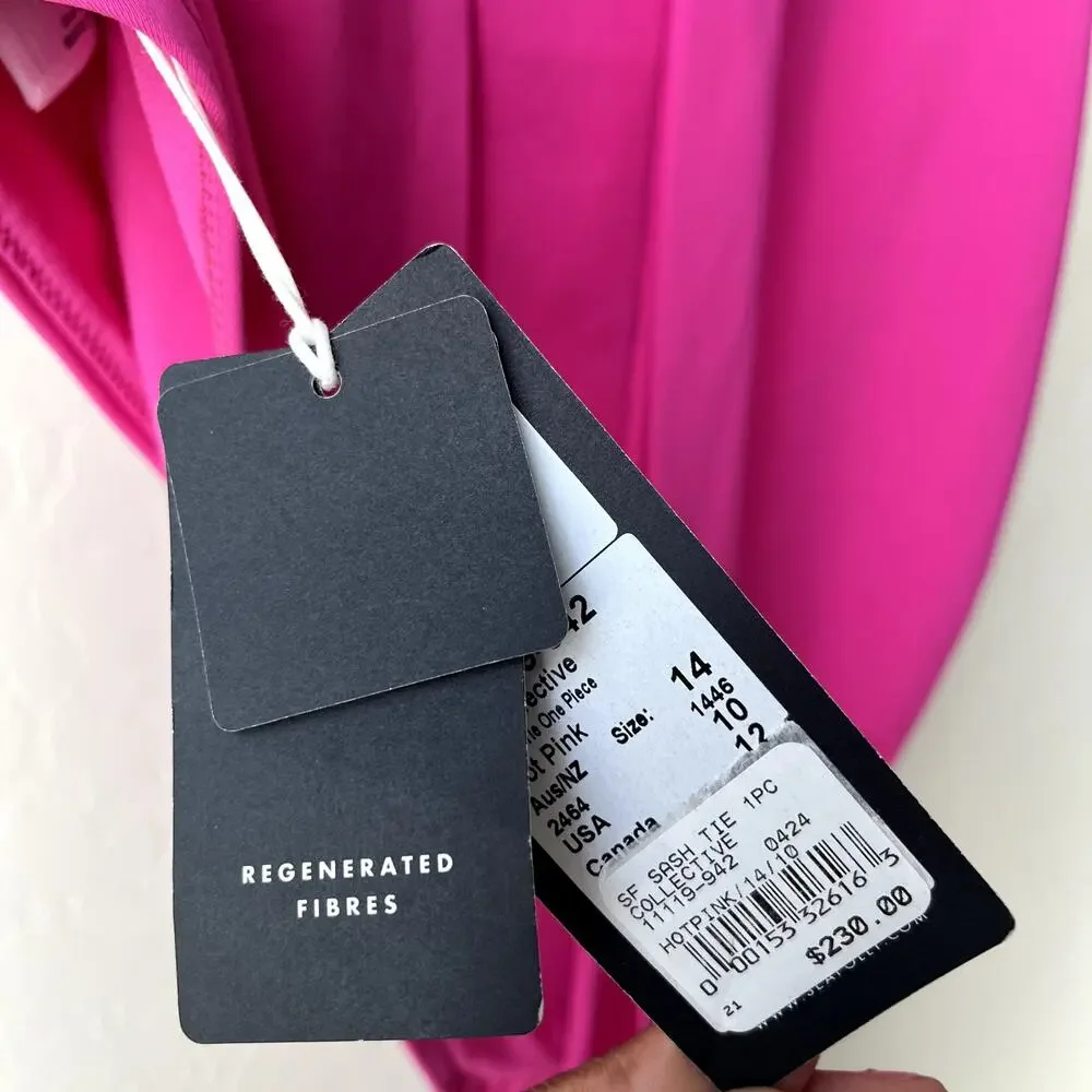 NEW Seafolly Collective Hot Pink Halter Bandeau One Piece‎ Swimsuit Size 10